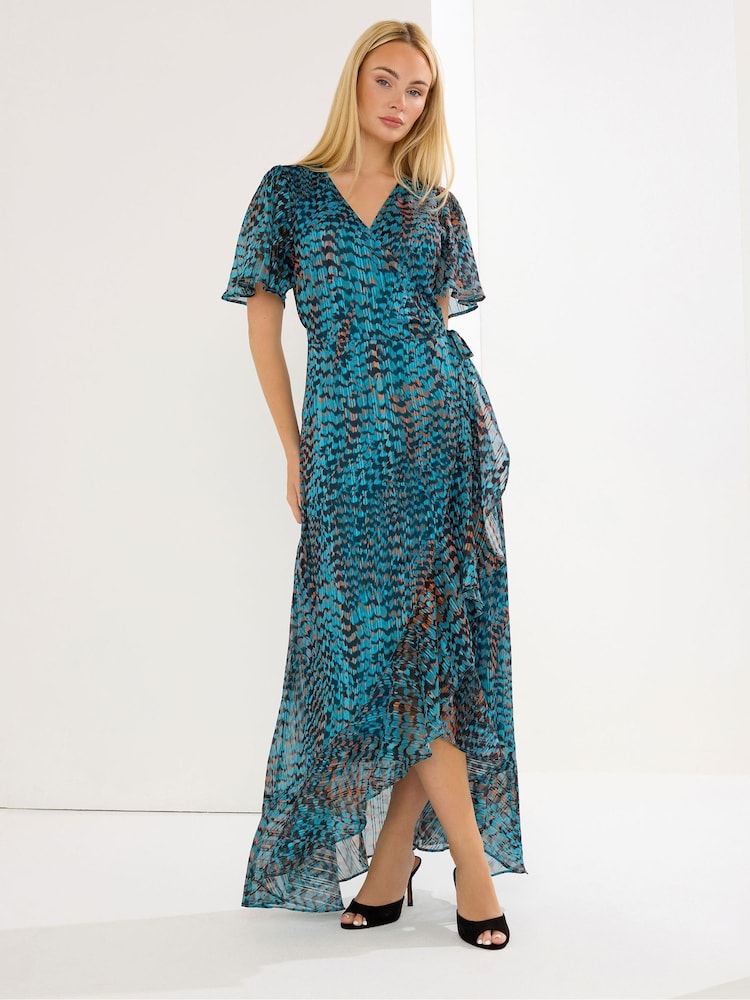 Star by Julien MacDonald Blue Printed Wrap Dress - Image 1 of 5 Star by Julien MacDonald Blue Printed Wrap Dress - Image 1 of 5