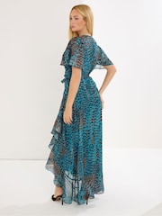 Star by Julien MacDonald Blue Printed Wrap Dress - Image 3 of 5