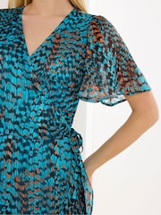 Star by Julien MacDonald Blue Printed Wrap Dress - Image 4 of 5