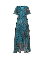 Star by Julien MacDonald Blue Printed Wrap Dress - Image 5 of 5