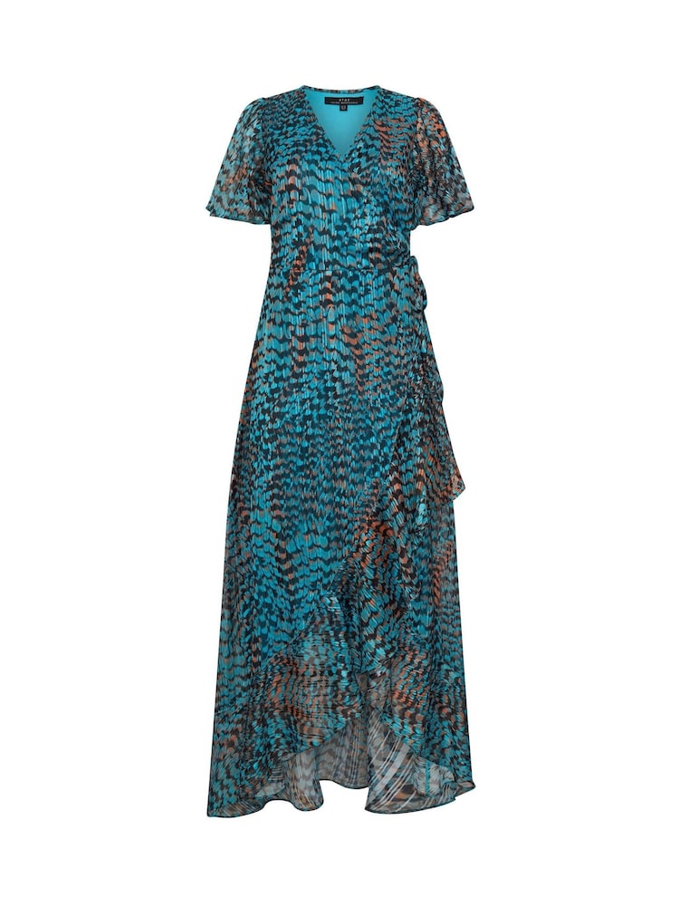 Star by Julien MacDonald Blue Printed Wrap Dress - Image 5 of 5 Star by Julien MacDonald Blue Printed Wrap Dress - Image 5 of 5