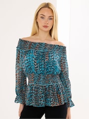 Star by Julien MacDonald Blue Bardot Top - Image 1 of 5