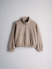 The Set 2 Pack Cropped Funnel Neck Zip Throughs Sweat Top and Wide Leg Joggers Set Pink/Brown - Image 5 of 7