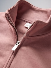 The Set 2 Pack Cropped Funnel Neck Zip Throughs Sweat Top and Wide Leg Joggers Set Pink/Brown - Image 6 of 7