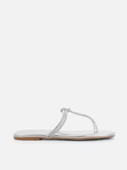 Simmi London Silver Oriole Diamante T-Bar Flat Sandals - Image 2 of 4