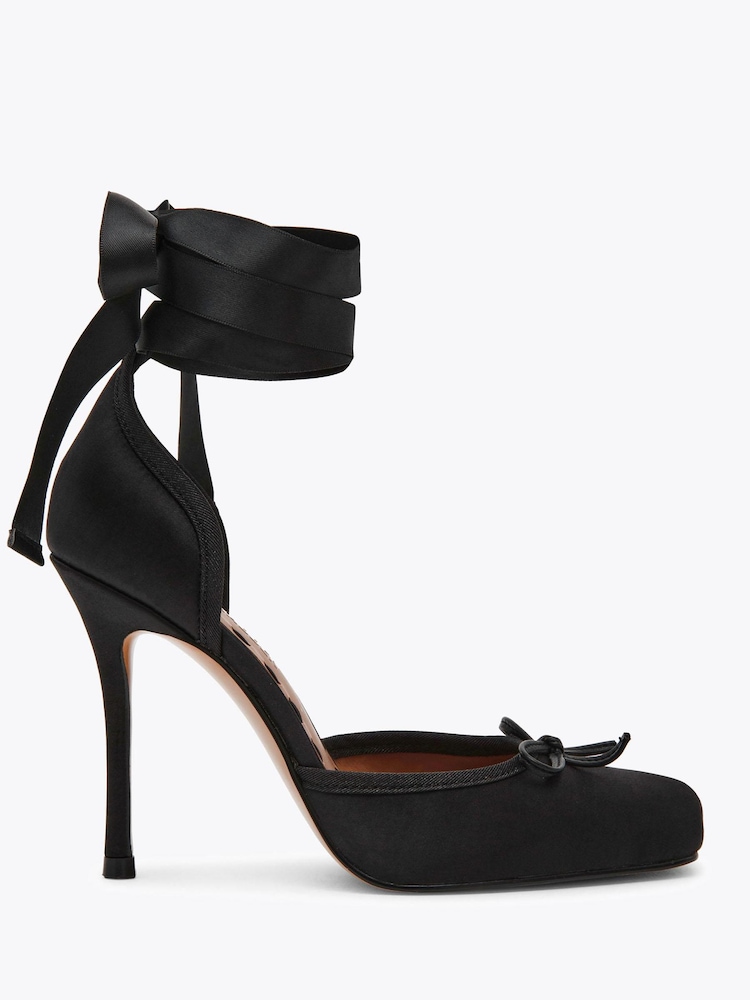 Steve Madden Black Larina Satin Pumps - Image 2 of 5 Steve Madden Black Larina Satin Pumps - Image 2 of 5