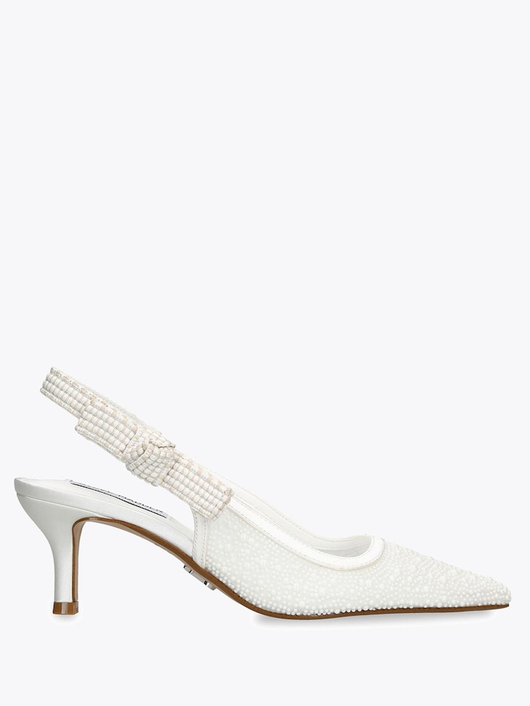 Steve Madden White Ensemble Pearl Sandals - Image 1 of 4