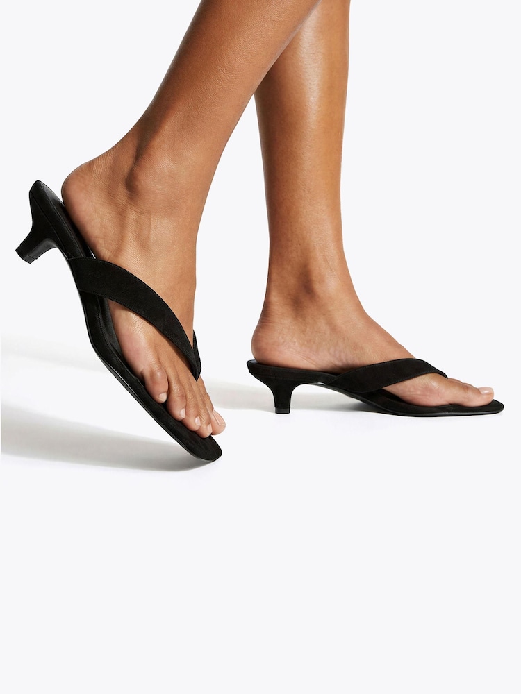 Steve Madden Black Tracie Black Suede Sandals - Image 1 of 4