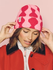 Eleanor Bowmer Red/Pink Wave Knitted Beanie - Image 1 of 6