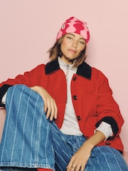 Eleanor Bowmer Red/Pink Wave Knitted Beanie - Image 2 of 6