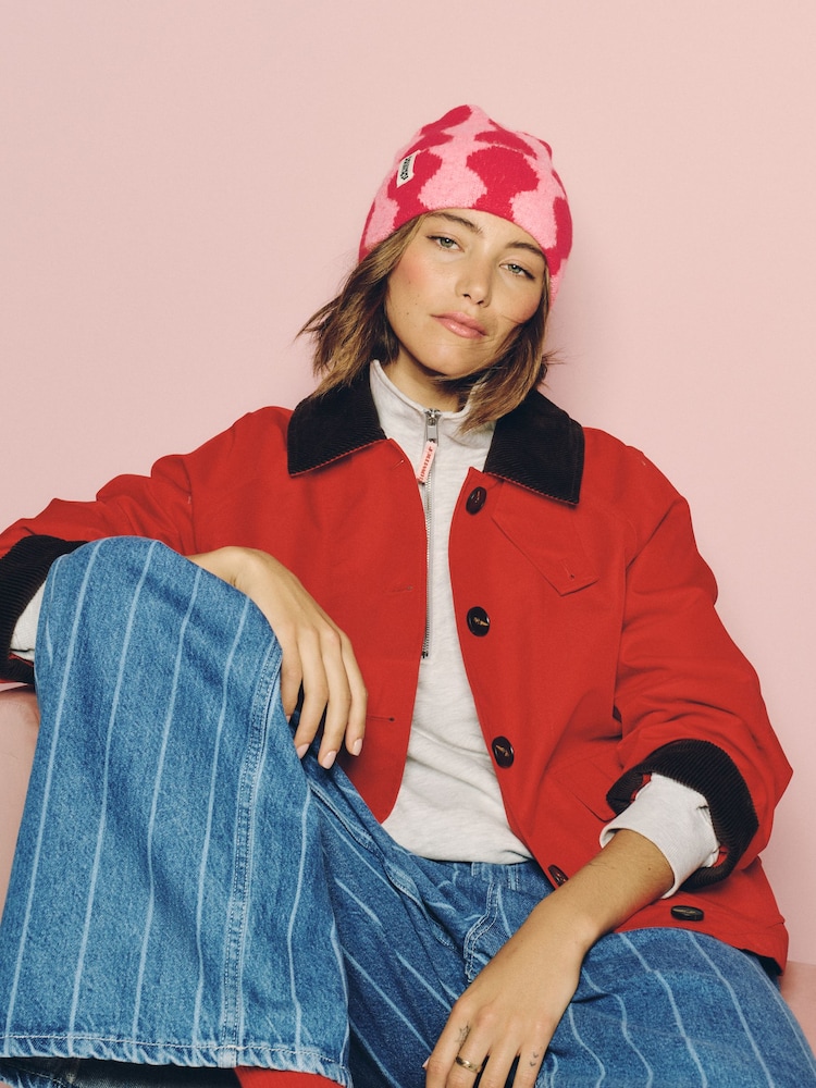 Eleanor Bowmer Red/Pink Wave Knitted Beanie - Image 2 of 6