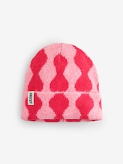 Eleanor Bowmer Red/Pink Wave Knitted Beanie - Image 4 of 6