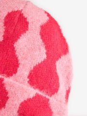 Eleanor Bowmer Red/Pink Wave Knitted Beanie - Image 6 of 6
