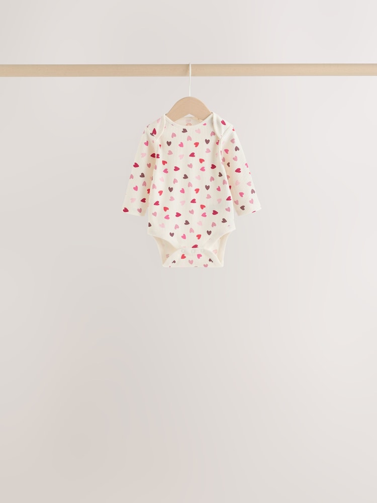 Red/Pink Bow Long Sleeve Baby Bodysuits 5 Pack - Image 2 of 8 Red/Pink Bow Long Sleeve Baby Bodysuits 5 Pack - Image 2 of 8