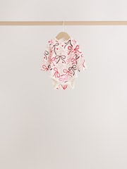 Red/Pink Bow Long Sleeve Baby Bodysuits 5 Pack - Image 4 of 8