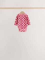 Red/Pink Bow Long Sleeve Baby Bodysuits 5 Pack - Image 5 of 8
