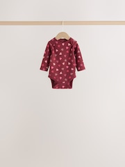 Red/Pink Bow Long Sleeve Baby Bodysuits 5 Pack - Image 6 of 8