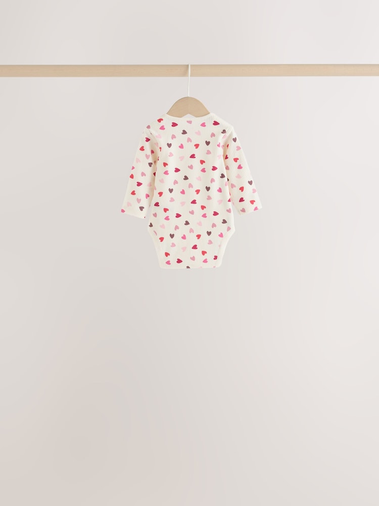 Red/Pink Bow Long Sleeve Baby Bodysuits 5 Pack - Image 8 of 8 Red/Pink Bow Long Sleeve Baby Bodysuits 5 Pack - Image 8 of 8