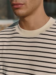 MAUVAIS Cream Milano Boxy Crewneck Stripe in Cream and Black T-Shirt - Image 4 of 6
