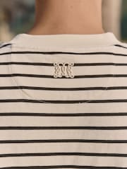 MAUVAIS Cream Milano Boxy Crewneck Stripe in Cream and Black T-Shirt - Image 5 of 6