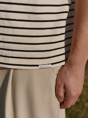 MAUVAIS Cream Milano Boxy Crewneck Stripe in Cream and Black T-Shirt - Image 6 of 6