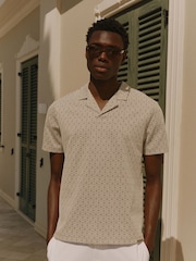 MAUVAIS Natural Piero Slim Geo Polo Shirt - Image 1 of 6