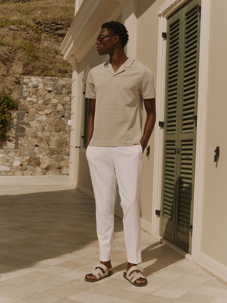MAUVAIS Natural Piero Slim Geo Polo Shirt - Image 2 of 6
