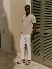 MAUVAIS Natural Piero Slim Geo Polo Shirt - Image 3 of 6