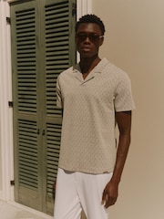 MAUVAIS Natural Piero Slim Geo Polo Shirt - Image 4 of 6