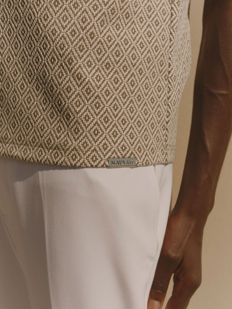 MAUVAIS Natural Piero Slim Geo Polo Shirt - Image 6 of 6