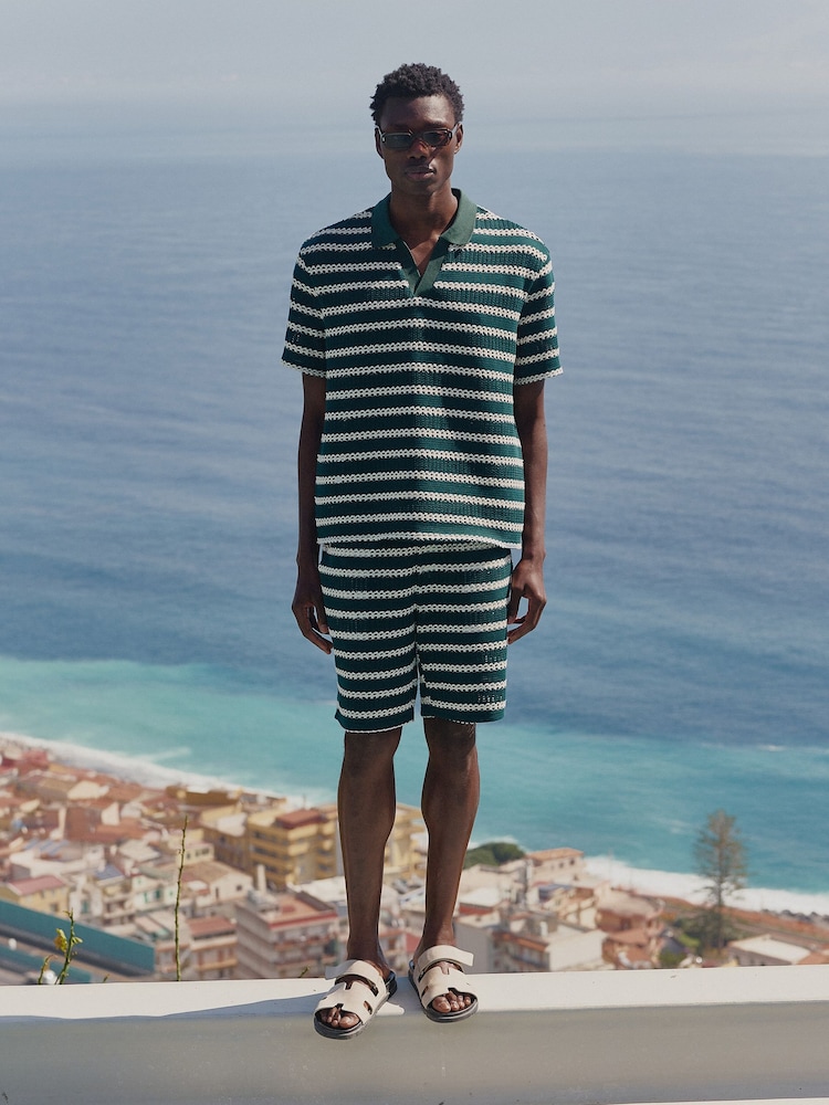 MAUVAIS Green Romano Stripe Polo Shirt - Image 2 of 6