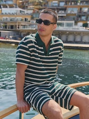MAUVAIS Green Romano Stripe Polo Shirt - Image 5 of 6
