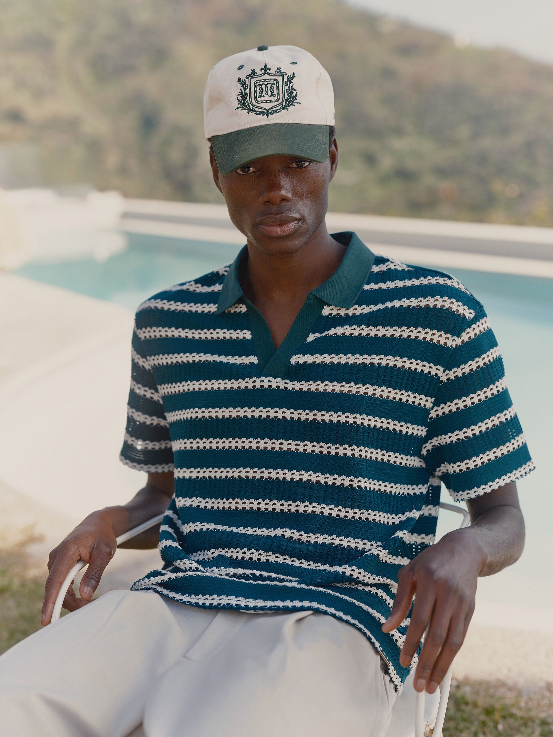 Buy MAUVAIS Green Romano Stripe Polo Shirt from the Next UK online