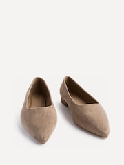 Linzi Natural Wide Fit Compete Pointed Toe Ballet Flat Shoes - Image 3 of 5