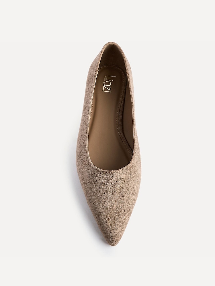 Linzi Natural Wide Fit Compete Pointed Toe Ballet Flat Shoes - Image 5 of 5 Linzi Natural Wide Fit Compete Pointed Toe Ballet Flat Shoes - Image 5 of 5