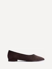 Linzi Brown Suede Wide Fit Compete Pointed Toe Ballet Flat Shoes - Image 2 of 5