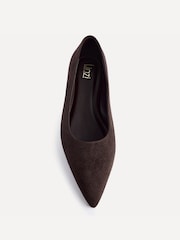 Linzi Brown Suede Wide Fit Compete Pointed Toe Ballet Flat Shoes - Image 4 of 5