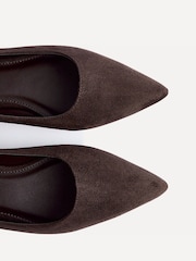 Linzi Brown Suede Wide Fit Compete Pointed Toe Ballet Flat Shoes - Image 5 of 5
