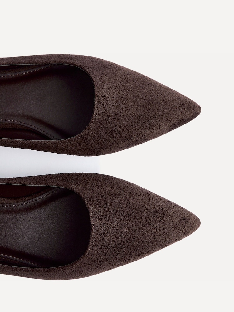 Linzi Brown Suede Wide Fit Compete Pointed Toe Ballet Flat Shoes - Image 5 of 5 Linzi Brown Suede Wide Fit Compete Pointed Toe Ballet Flat Shoes - Image 5 of 5