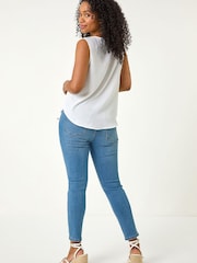 Roman White Buttoned Sleeveless Blouse - Image 3 of 5