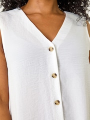 Roman White Buttoned Sleeveless Blouse - Image 5 of 5