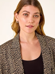 Roman Black Animal Print Stretch Blazer - Image 4 of 5