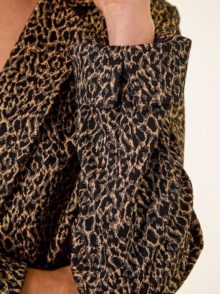 Roman Black Animal Print Stretch Blazer - Image 5 of 5