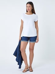 Roman White Plain Stretch Jersey T-Shirt - Image 3 of 5
