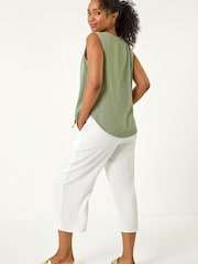 Roman Green Buttoned Sleeveless Blouse - Image 2 of 5