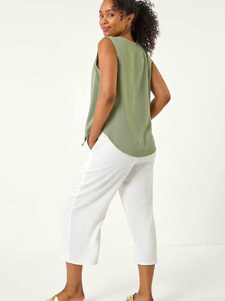 Roman Green Buttoned Sleeveless Blouse - Image 2 of 5