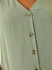 Roman Green Buttoned Sleeveless Blouse - Image 5 of 5