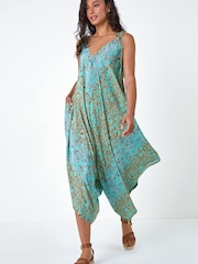 Roman Paisley Floral Pocket Slouchy Jumpsuit - Imagen 1 de 5