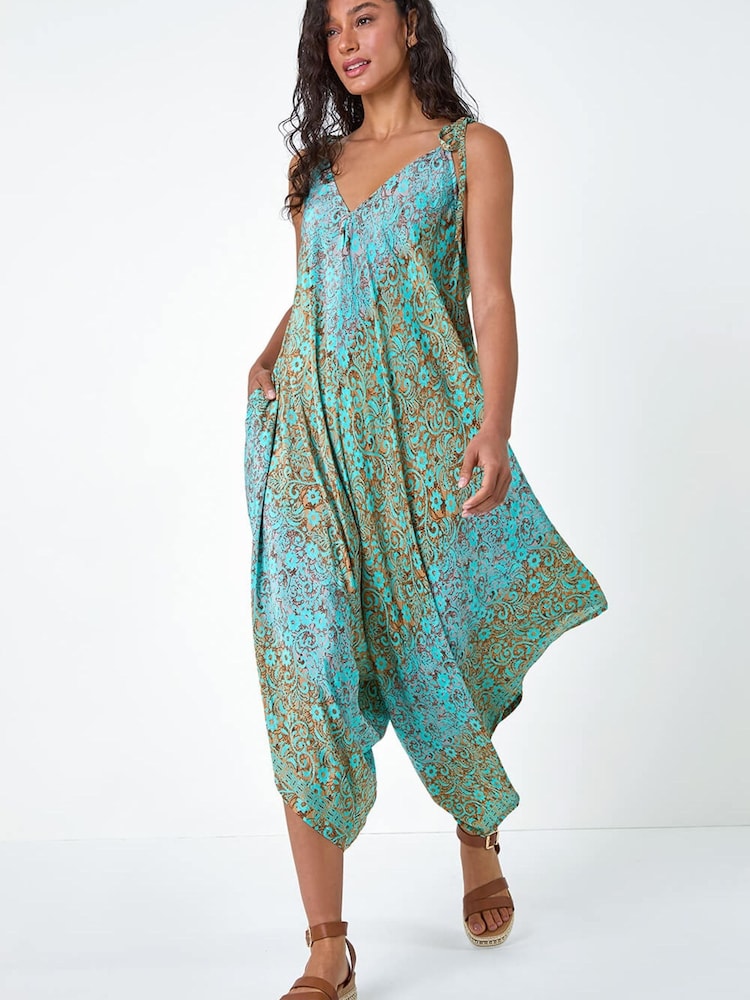 Roman Paisley Floral Pocket Slouchy Jumpsuit - Imagen 1 de 5