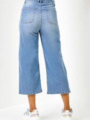 Roman Denim Blue Denim Pocket Detail Wide Leg Trousers - Image 2 of 5